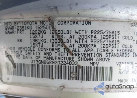 2002 Toyota 4Runner Sr5 V6 из США, поврежденный, VIN JT3GN86R920224833